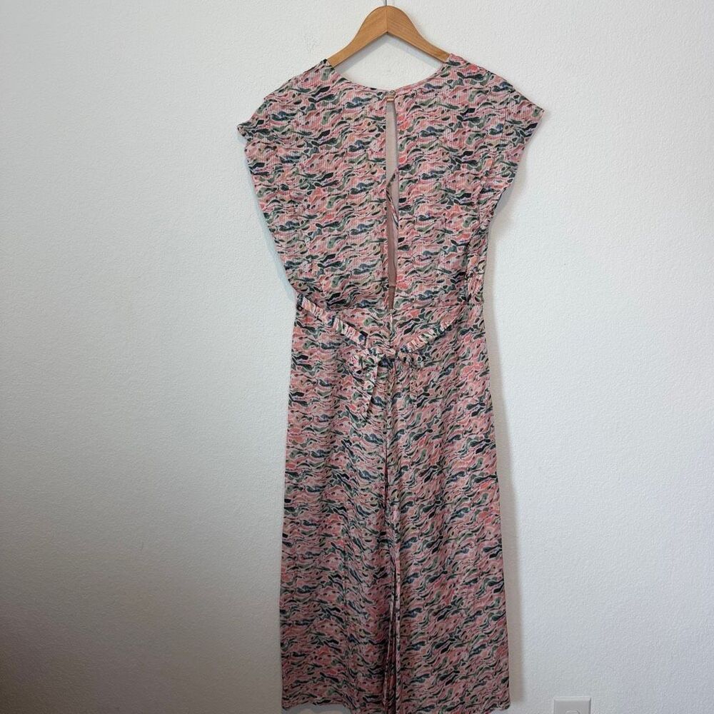 Scotch & Soda Amsterdam Pink Printed Belted Midi Dress Women's Size Large - Picture 4 of 8